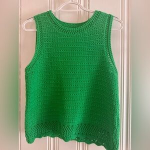 J. Crew Vibrant Green Crochet Tank Top